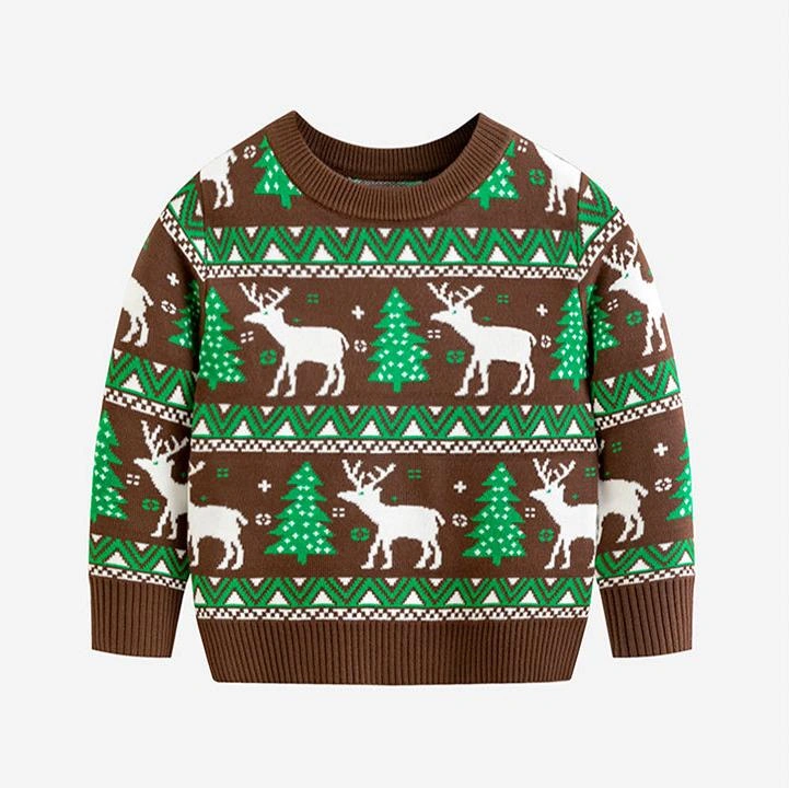 Little Maven Christmas Tree and Elk Sweater For Toddler/Kid Boy