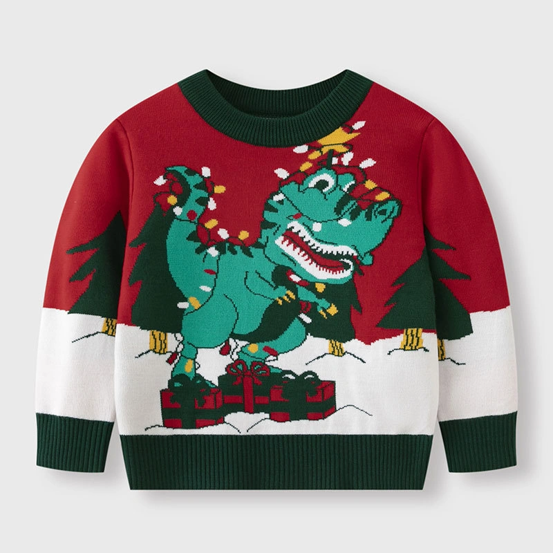 Little Maven Toddler/Kid Boy Cartoon Dinosaur Christmas Tree Sweater