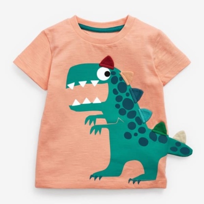 Little Maven Kid Boys Cute 3D Dinosaur Pattern Cotton Short Sleeve Tee