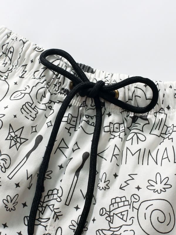 Little Maven Kid Boys Graffiti Print Cotton Casual Shorts