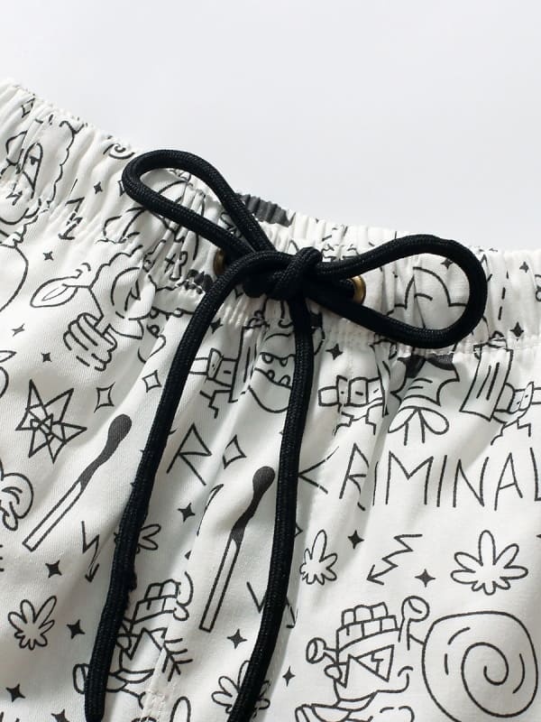 Little Maven Kid Boys Graffiti Print Cotton Casual Shorts