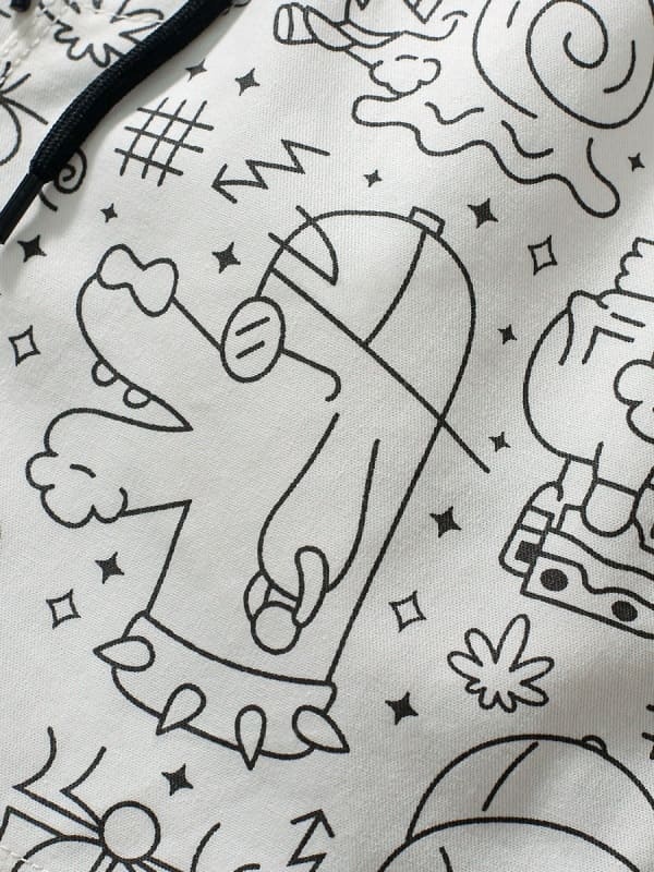 Little Maven Kid Boys Graffiti Print Cotton Casual Shorts