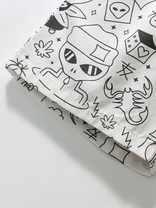 Little Maven Kid Boys Graffiti Print Cotton Casual Shorts