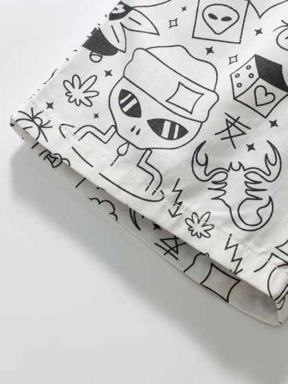 Little Maven Kid Boys Graffiti Print Cotton Casual Shorts