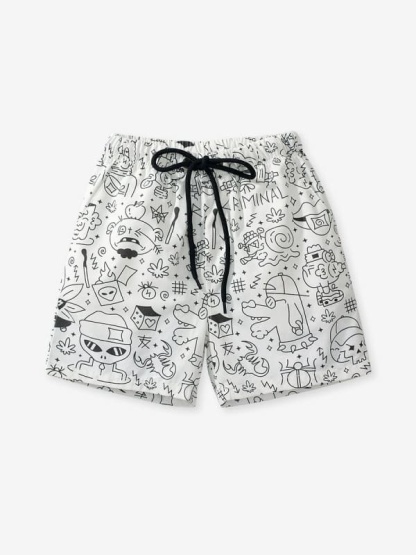 Little Maven Kid Boys Graffiti Print Cotton Casual Shorts