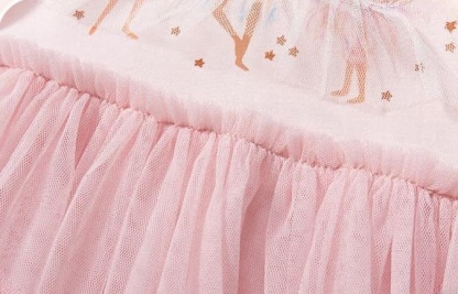 Little Maven Toddler/Kid Girls Character Print Embroidered Mesh Dress