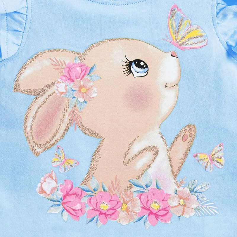 Little Maven Kid Girls Cute Rabbit Pattern Cotton Sleeveless Tee