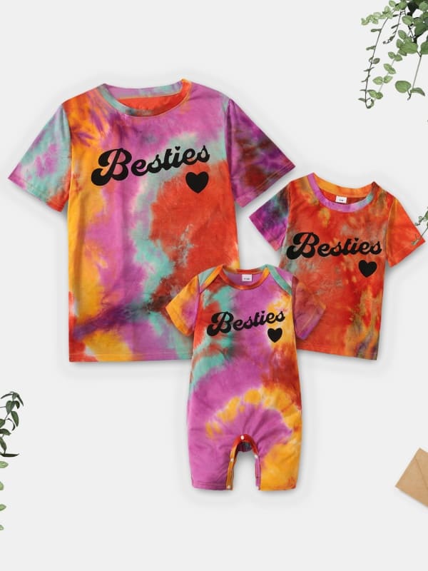 Little Maven Matching Family Tie-Dye Letter Print Crew Neck Tee