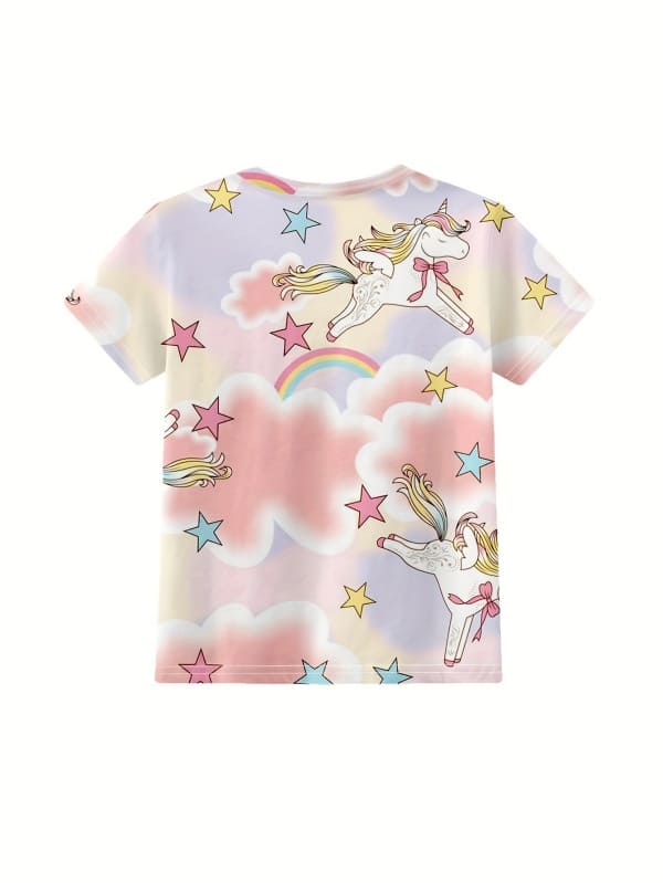 Little Maven Toddler & Kids Cute White Horse Star Print Cartoon Pajama Set
