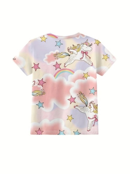 Little Maven Toddler & Kids Cute White Horse Star Print Cartoon Pajama Set