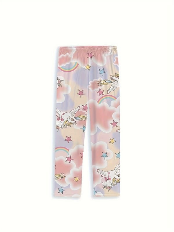 Little Maven Toddler & Kids Cute White Horse Star Print Cartoon Pajama Set