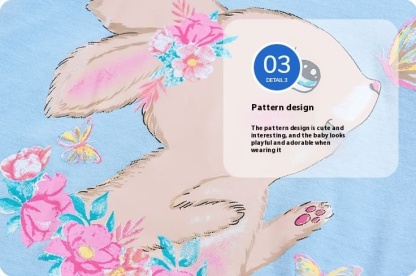 Little Maven Kid Girls Cute Rabbit Pattern Cotton Sleeveless Tee