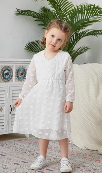 Mommy and Me Chiffon Long Sleeve V-Neck Tunic Dress