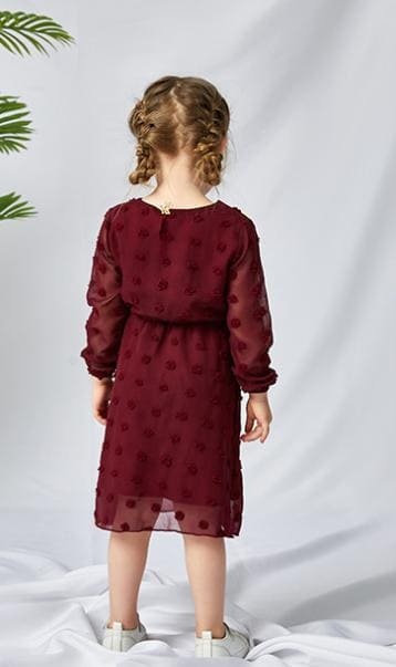 Mommy and Me Chiffon Long Sleeve V-Neck Tunic Dress