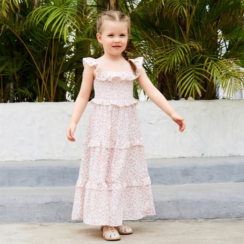 Mommy and Me Outfits Casual Loose Flowing Floral Parent-child Dress
