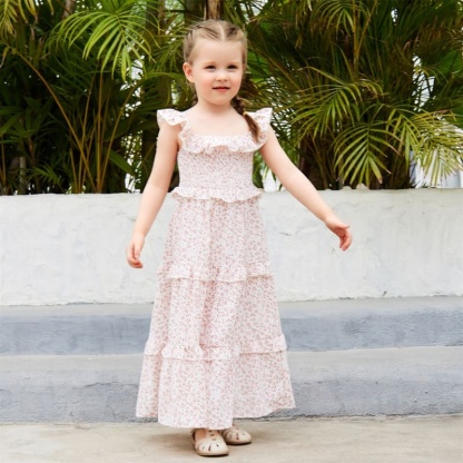 Mommy and Me Outfits Casual Loose Flowing Floral Parent-child Dress