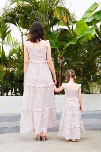 Mommy and Me Outfits Casual Loose Flowing Floral Parent-child Dress