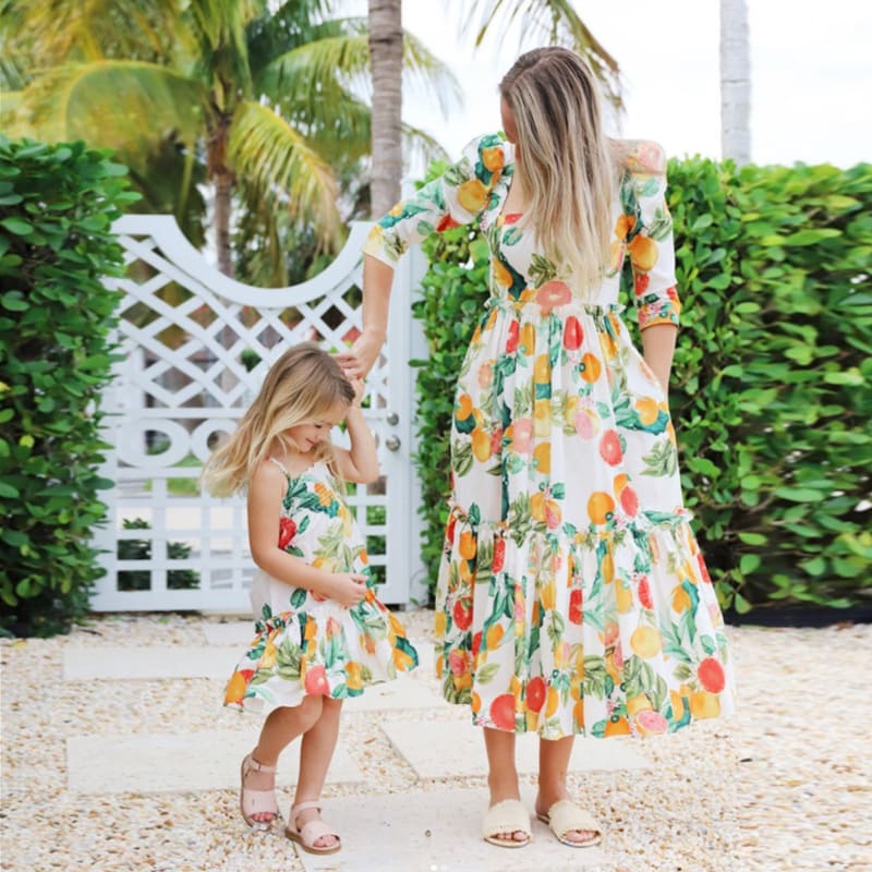 Mommy and Me Outfits Cute Printed Princess Dress