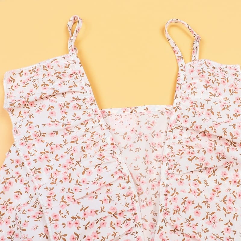 Mommy and Me Outfits V-neck Sexy Waist Floral Parent-child Dress
