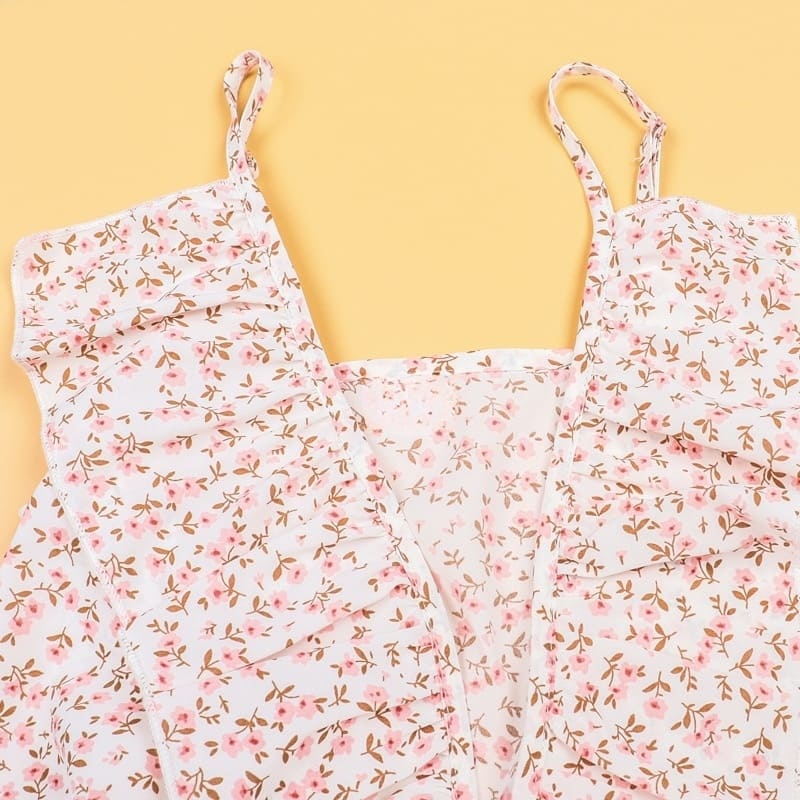 Mommy and Me Outfits V-neck Sexy Waist Floral Parent-child Dress