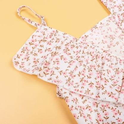 Mommy and Me Outfits V-neck Sexy Waist Floral Parent-child Dress