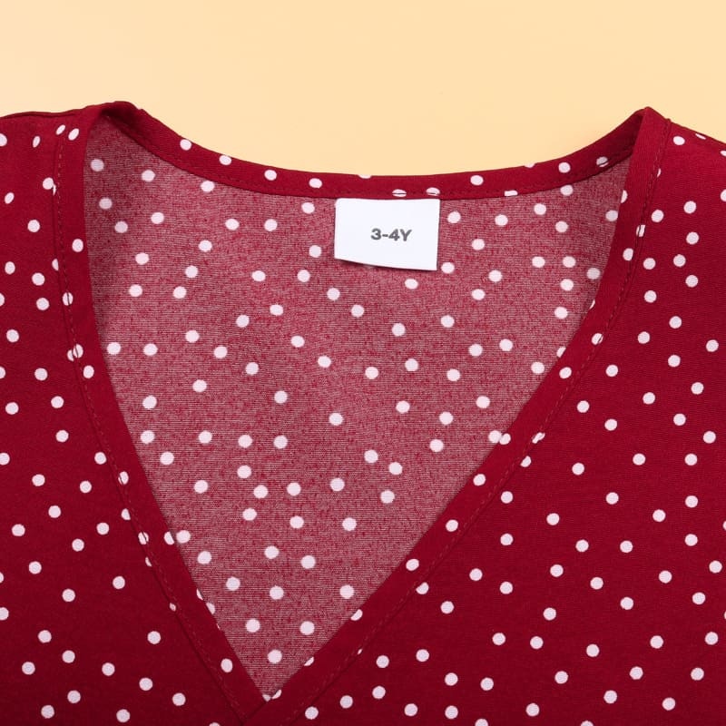 Mommy and Me Polka Dot Ruffle Hem Loose Dress