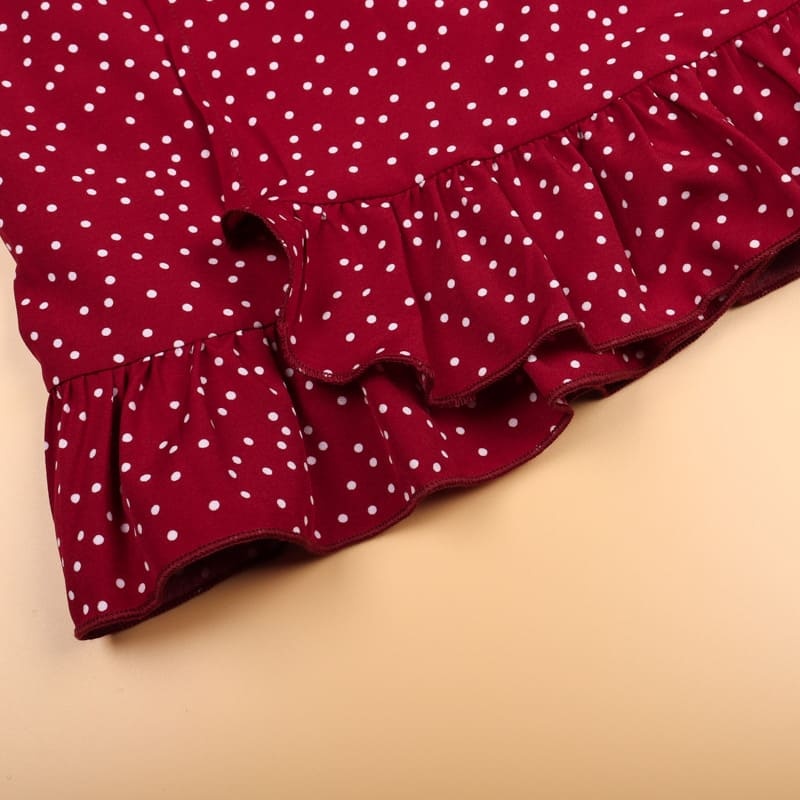 Mommy and Me Polka Dot Ruffle Hem Loose Dress