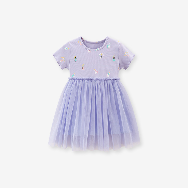 Littlemaven Summer Cartoon Girls Short Sleeve Princess Dress