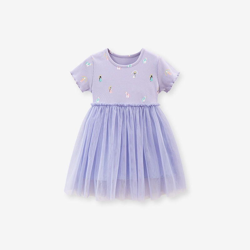 Littlemaven Summer Cartoon Girls Short Sleeve Princess Dress