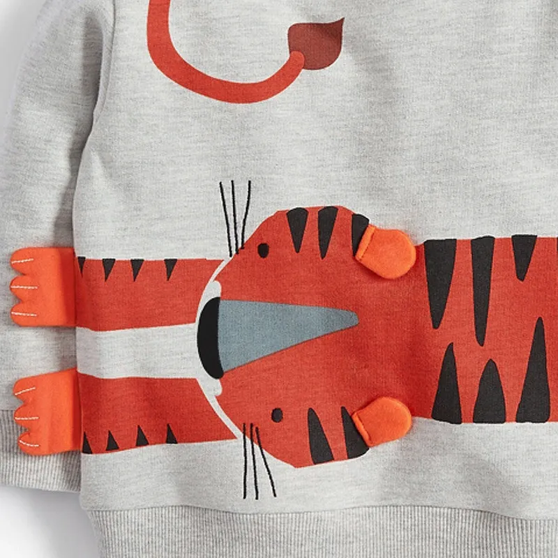 Toddler/Kid Boy Cartoon Tiger Print Long-Sleeved Sweatshirt