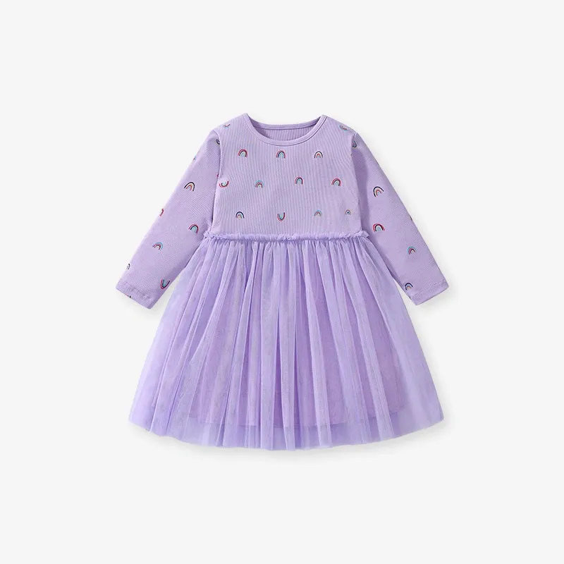 Toddler/Kid Girl Autumn Long Sleeve Mesh Cute Casual Dress