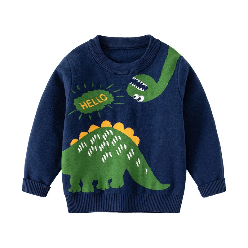 Little Maven Dinosaur Knitted Crewneck Sweater for Toddler/Kid Boys