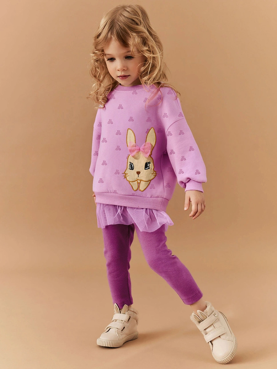 Toddler/Kid Girl Cartoon Rabbit Long-Sleeved Sweatshirt And Pants Set
