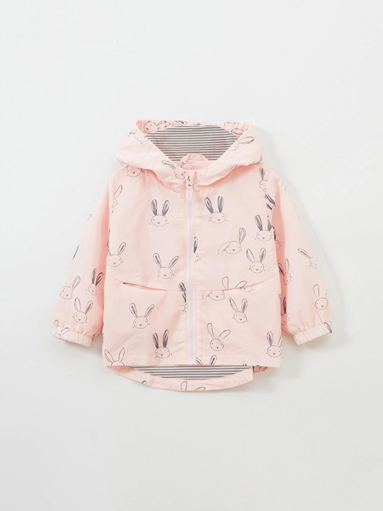 Little Maven Toddler/Kid Girl Cartoon Bunny Print Hooded Zip-up Jacket