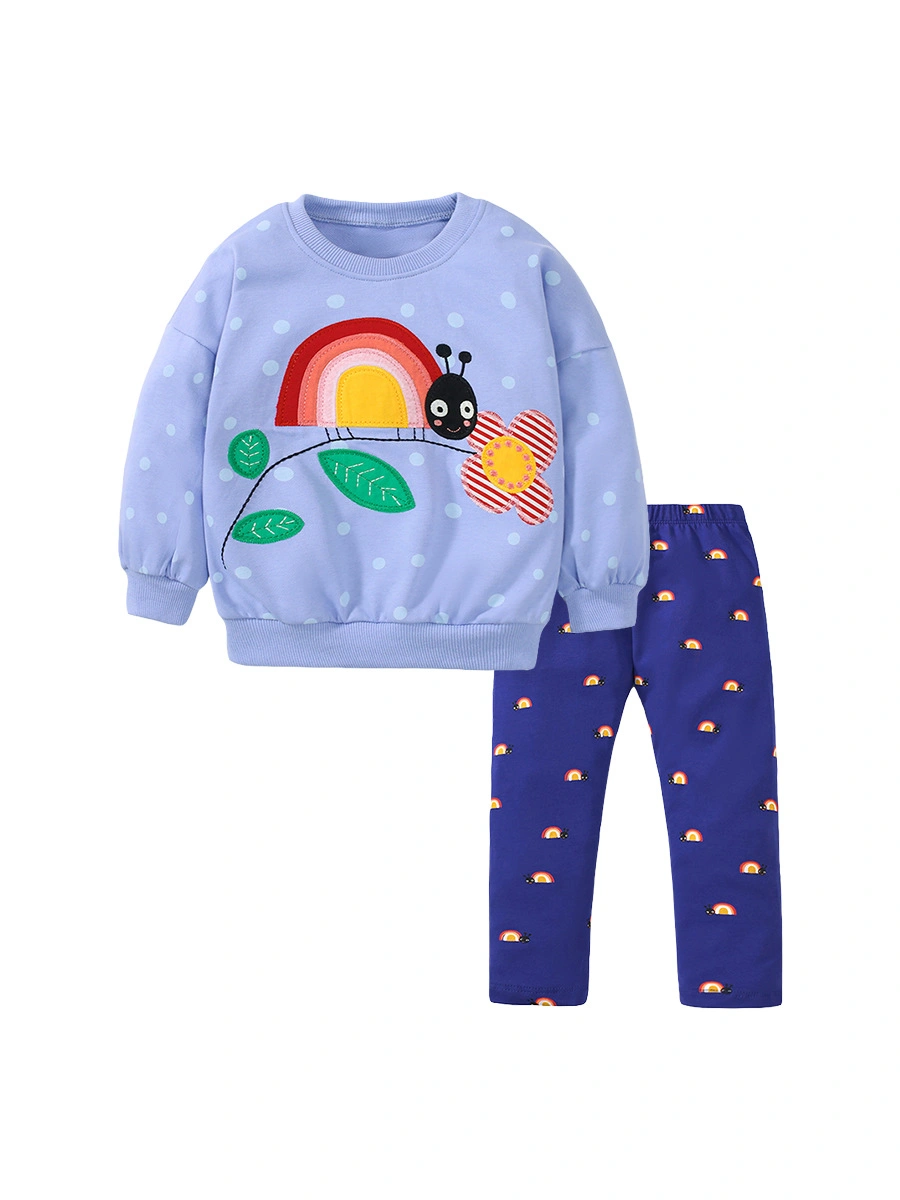 Little Maven Toddler/Kid Girl 2pcs Ant Flower Embroidered Sweatshirt and Pants Set