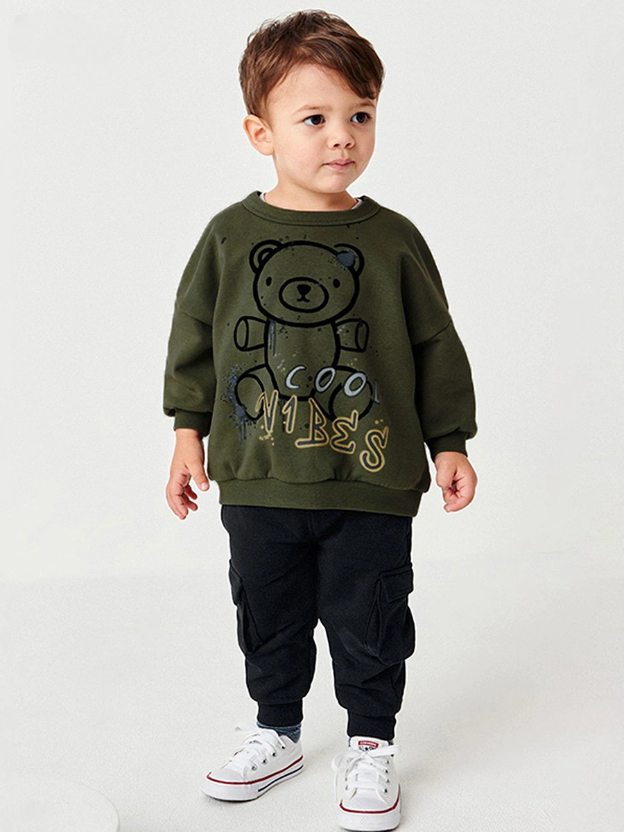 Little Maven Toddler/Kid Boy 2pcs Letter Bear Sweatshirt and Pants Set