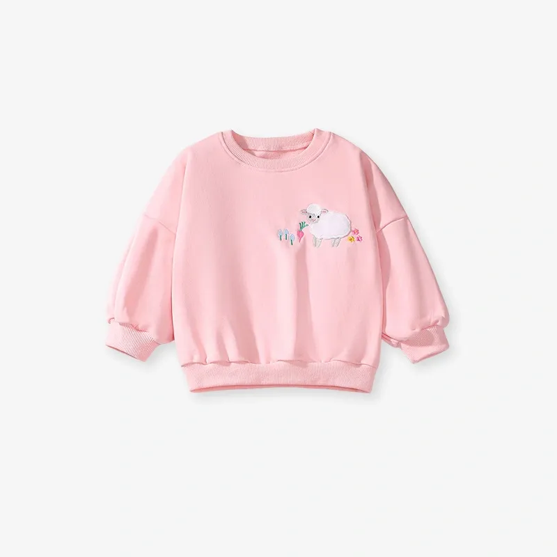 Toddler/Kid Girl 2pcs Lamb Embroidered Tee And Lamb Print Trousers Set