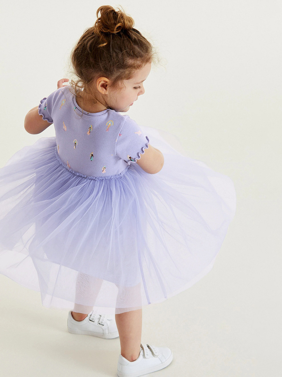 Littlemaven Summer Cartoon Girls Short Sleeve Princess Dress