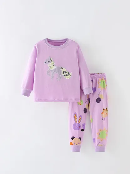 Little Maven Toddler/Kid Girl Animal Print Long Sleeve Tee and Pants Clothing Set