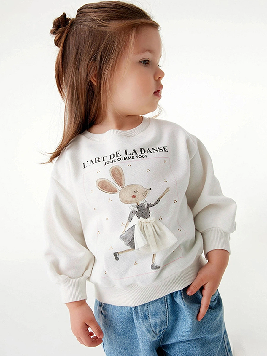 Little Maven Toddler/Kid Girl Mouse Lettering Printed Long Sleeve Cotton Sweatshirt