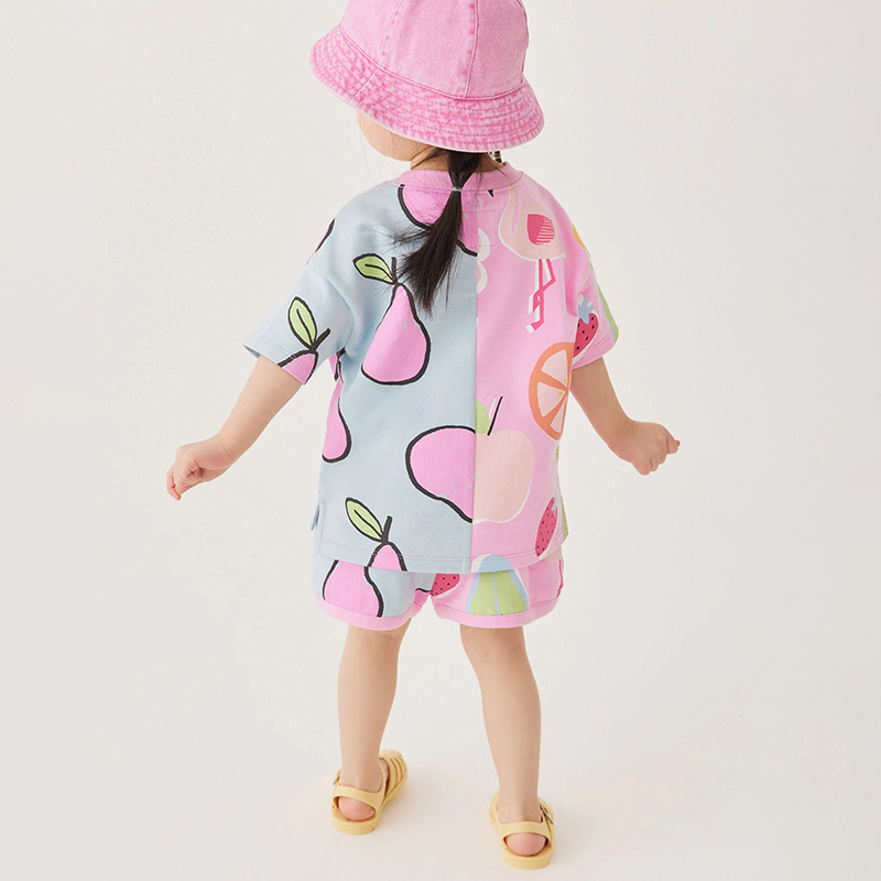 Little Mave Summer Cute Knitted Color Matching Cotton Girls Suit