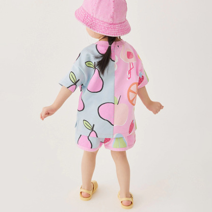Little Mave Summer Cute Knitted Color Matching Cotton Girls Suit