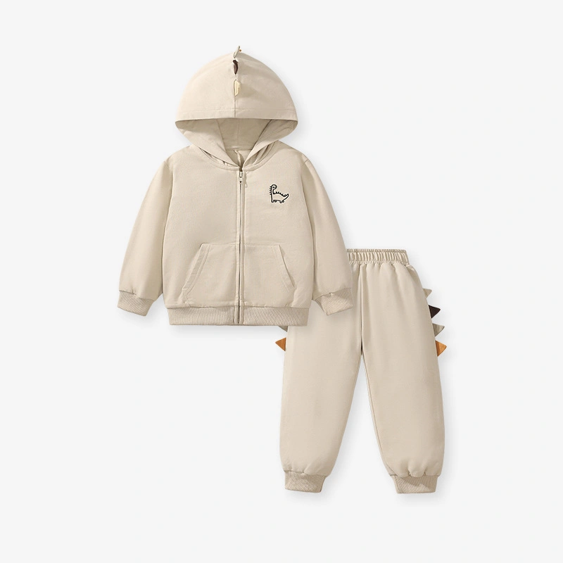 Little Maven Toddler/Kids Boy 2pcs Dinosaur Embroidered Hooded Jacket And Pants Set