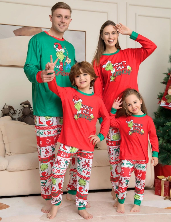 Christmas Family Pajamas Christmas Monster Print Pajamas Set