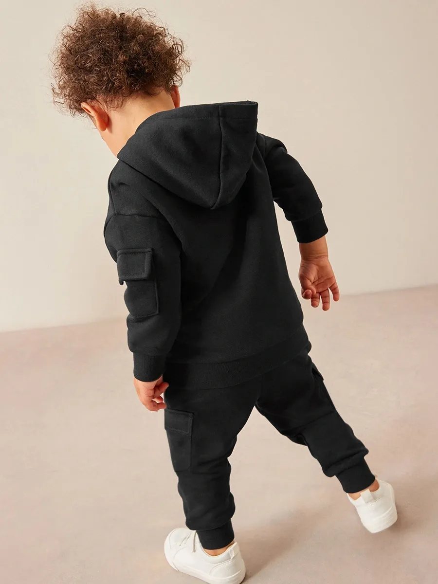 Toddler/Kid Boy 2pcs Engineering Car Print Hoodie and Pants Set