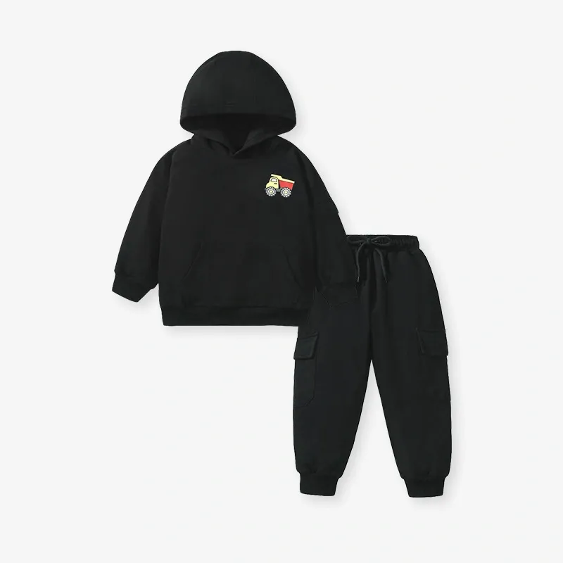 Little Maven Toddler/Kid Boy 2pcs Engineering Car Print Hoodie and Pants Set