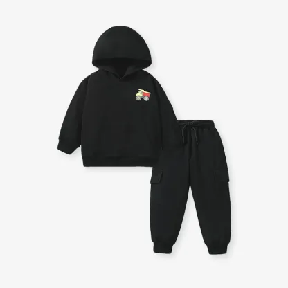 Little Maven Toddler/Kid Boy 2pcs Engineering Car Print Hoodie and Pants Set