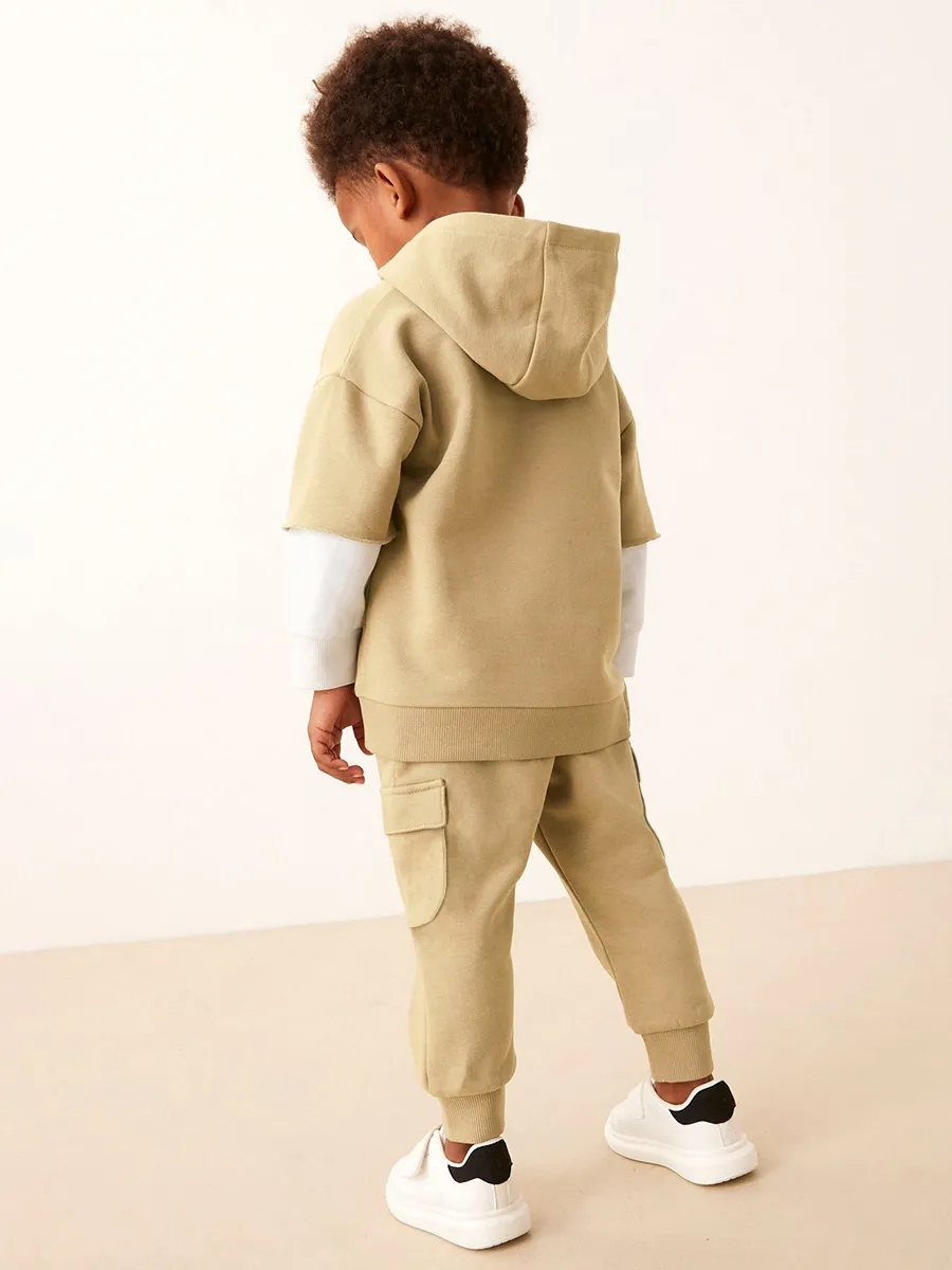 Toddler/Kid Boy 2pcs Dinosaur Embroidered Logo Hoodie and Pants Set