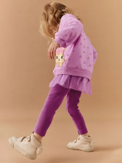 Toddler/Kid Girl Cartoon Rabbit Long-Sleeved Sweatshirt And Pants Set