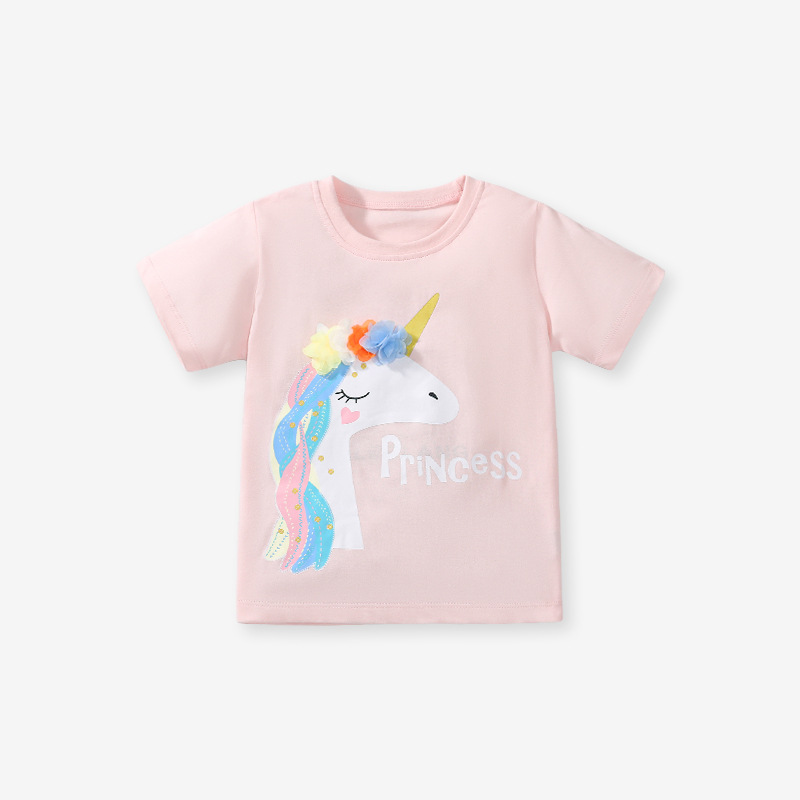 Little Maven Summer Toddler Girls Pure Cotton Flower T-shirt